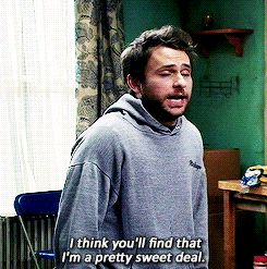 a man in a grey hoodie is saying i think you 'll find that i 'm a pretty sweet deal