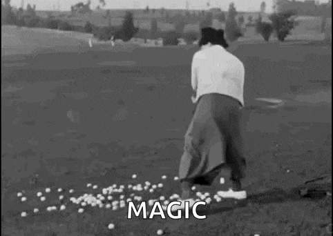 a man is hitting golf balls on a golf course .