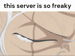 a close up of a person 's face with the words this server is so freaky above it