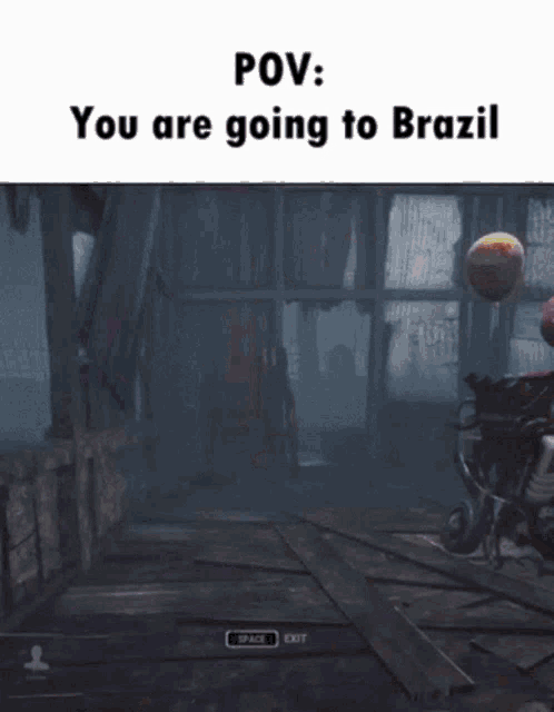 a screenshot of a video game with the words pov you are going to brazil at the top