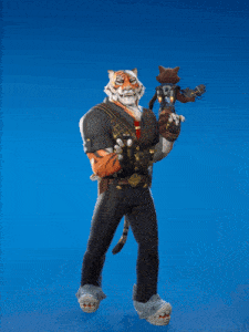 a tiger in a plaid shirt and black pants is dancing