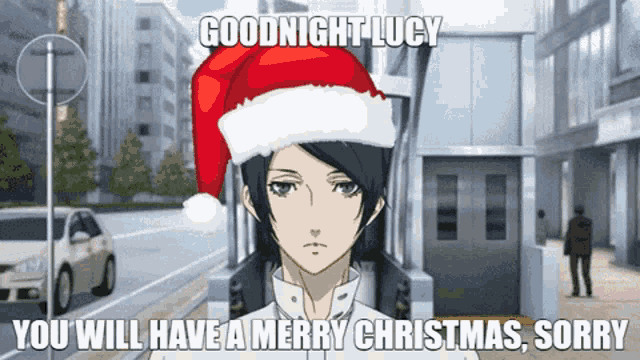 Goodnight Lucy Merry Christmas Sorry GIF - Goodnight Lucy Merry Christmas Sorry Yusuke Persona5 GIFs