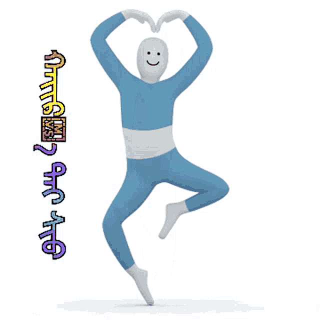 a cartoon character making a heart with his hands