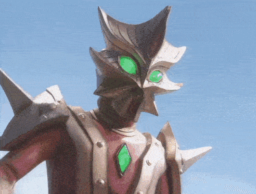 a cartoon character with a green eye and a diamond in his chest