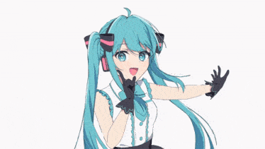 a drawing of hatsune miku with blue hair
