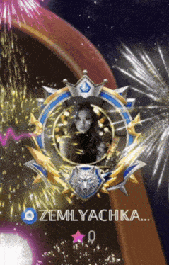 a medal with a picture of a woman and the name zemlyachika on it