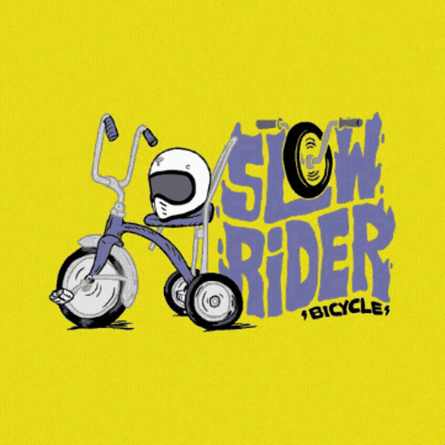 a drawing of a tricycle with the words slow rider bicycles