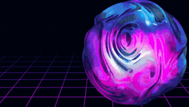 a purple and blue ball with a swirl in the middle