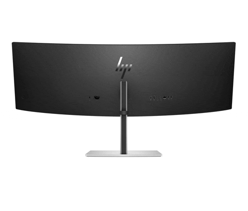 the back of an hp computer monitor with a silver base