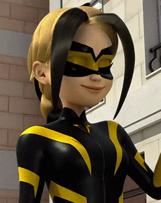 a cartoon character in a black and yellow superhero costume