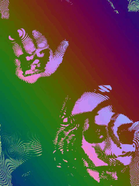 a rainbow colored background with a silhouette of a person