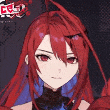 a close up of a girl 's face with red hair and eyes