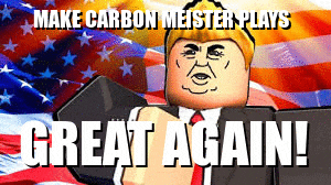a picture of a lego donald trump with the words make carbon meister plays great again