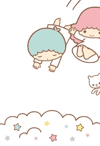 a boy and a girl are sitting on a star with the word ok on it