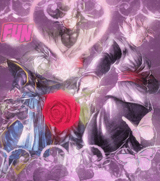 a purple background with a pink heart and the word fun on it