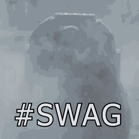 a man in a space suit has the word swag written below him