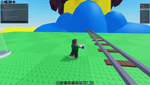 a screenshot of a video game shows a person on a roller coaster track