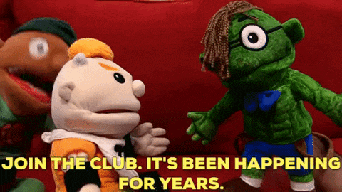 a group of stuffed animals with the words join the club it 's been happening for years on the bottom