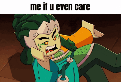 a picture of a cartoon character with the words me if u even care