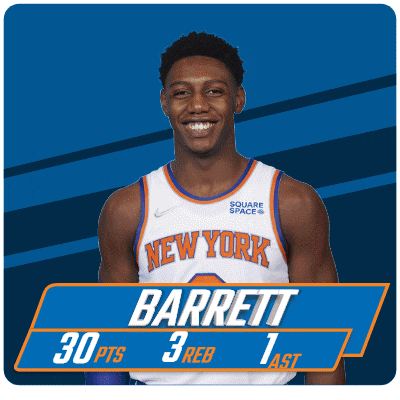 a new york knicks player named barrett has 30 points
