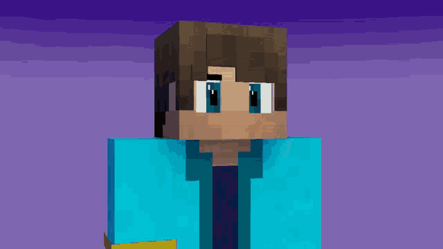 a minecraft character wearing a blue jacket and blue shirt