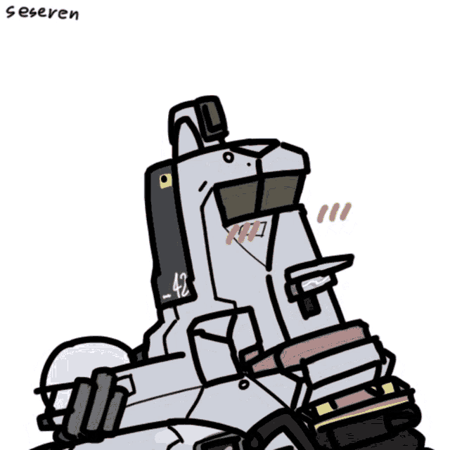 a drawing of a robot with the number 42 on the side
