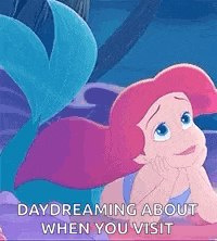 ariel from the little mermaid is daydreaming about when she visits .