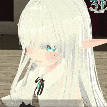a girl with white hair and blue eyes is in a video game called 3d debut