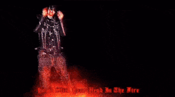 a skeleton is standing in front of a fire with the words if i told you you could see hell