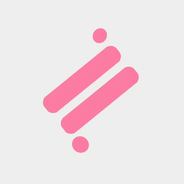 a pink icon with two lines and two circles