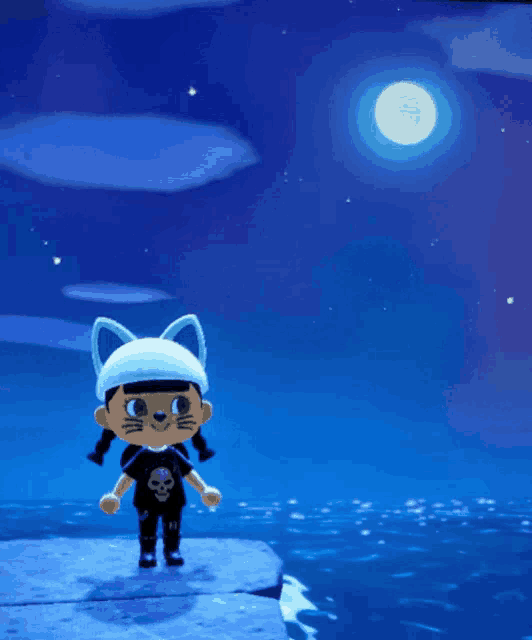 a video game character is standing on a rock with the word love above her