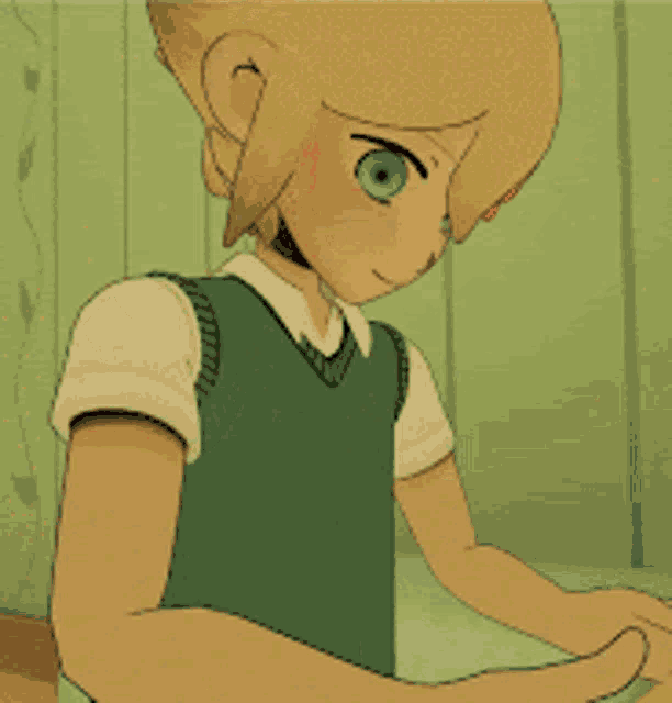 a cartoon girl with a flower in her hair looks sad