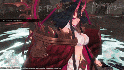 a screenshot of a video game shows the character action details