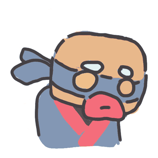 a cartoon drawing of a person wearing a mask and glasses