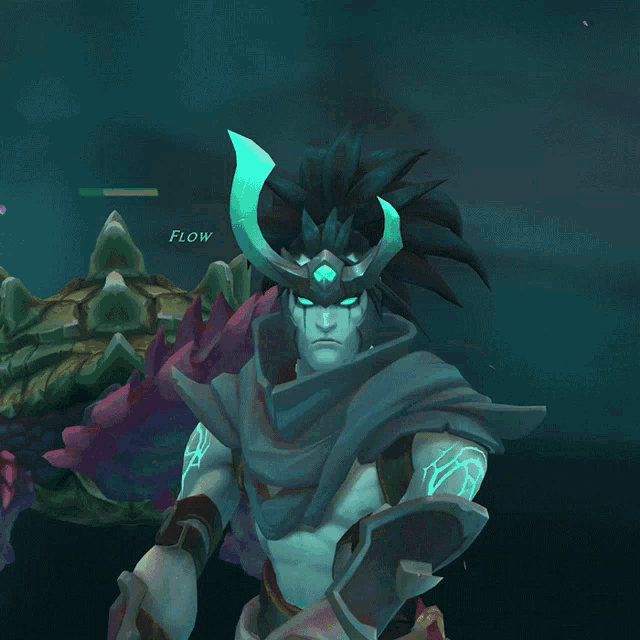 a video game character holding a sword and a shield