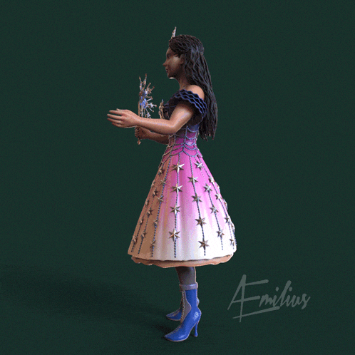 a drawing of a woman in a dress with emilius written on it