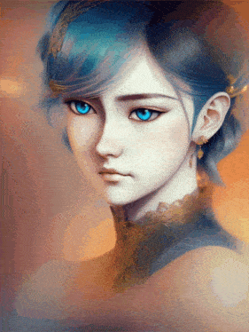 a painting of a girl with blue eyes