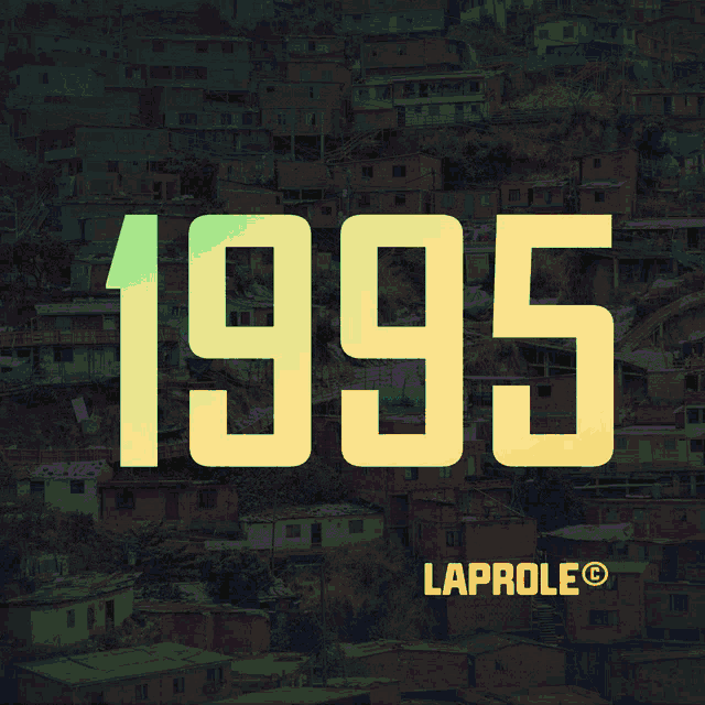 the year 1995 is displayed in a glitch effect