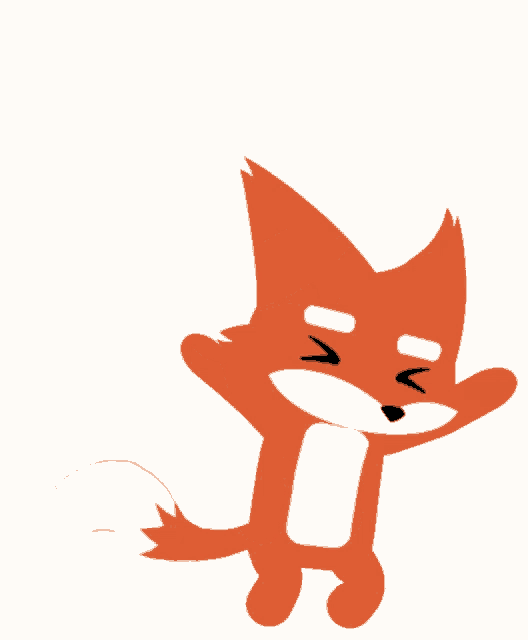 a cartoon fox with its eyes closed and its mouth open