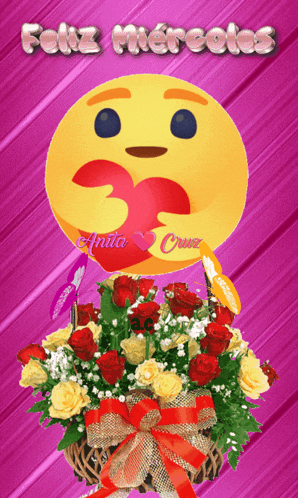 a smiley face with a heart and the words feliz mercoles