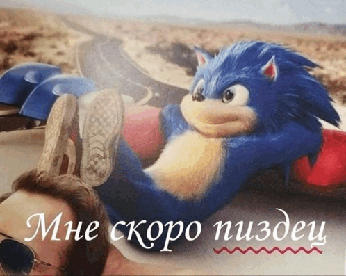 a picture of a man laying next to a stuffed sonic