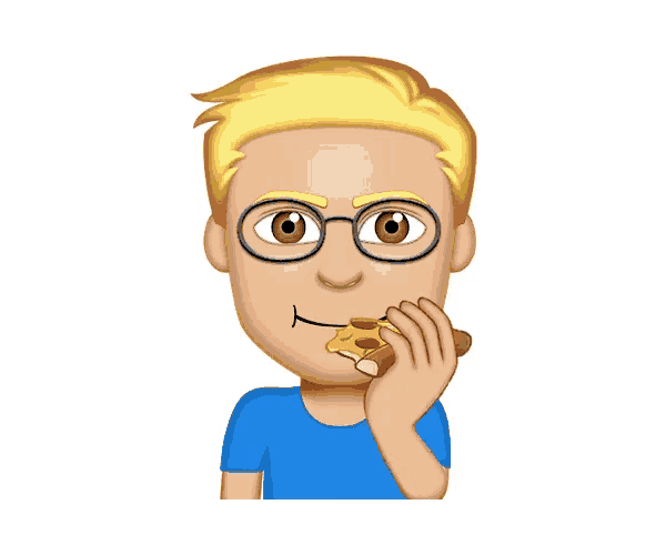 an emoji of a man eating a slice of pizza