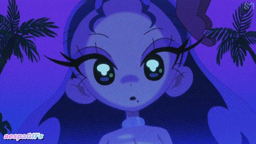 a purple background with a cartoon character and the word vespagifs on the bottom