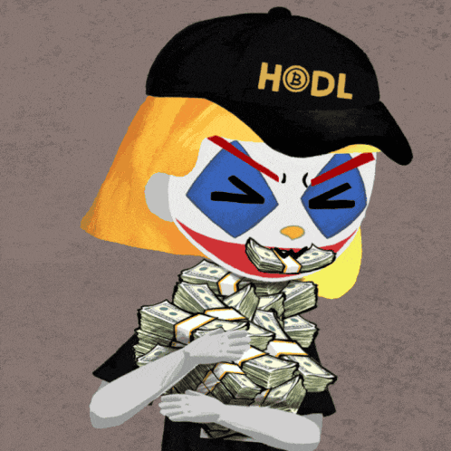 a cartoon character is wearing a hat that says hodl