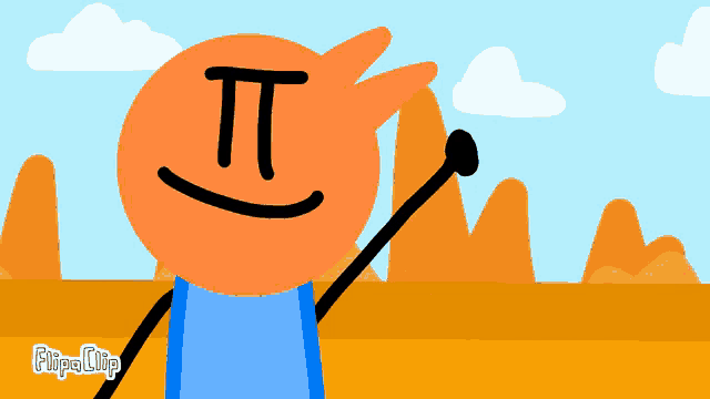 a cartoon character with the letter t on his head