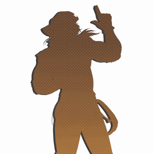 a silhouette of a man in a cowboy hat pointing his finger