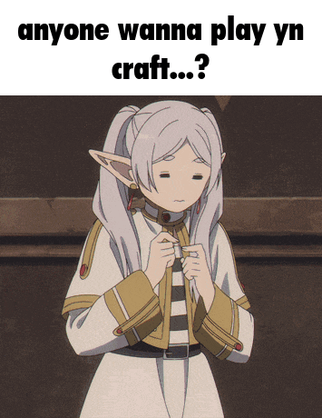 a picture of a girl with a caption that says anyone wanna play yn craft ?