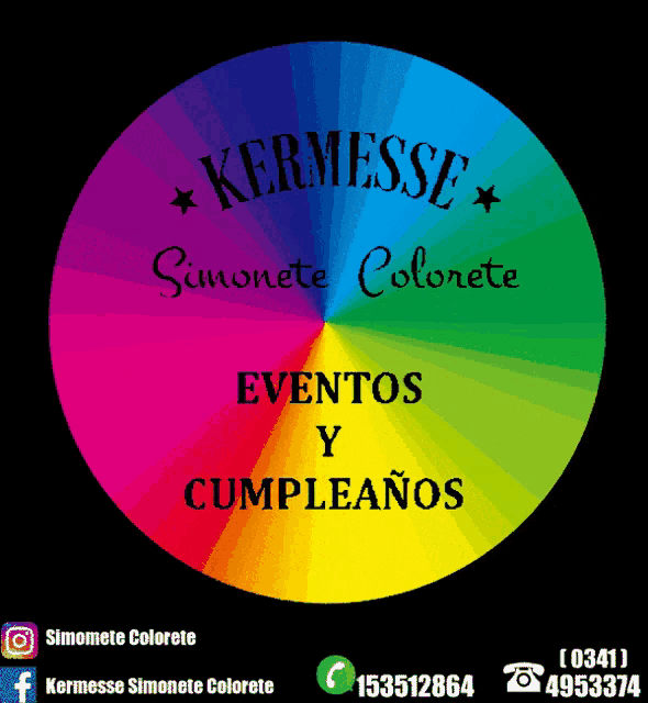 a rainbow colored circle that says kermesse simonete colorete