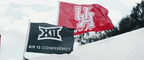 a black and red flag that says big 12 conference on it