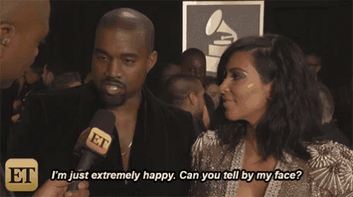 a man and a woman are talking to each other and the woman is saying " i 'm just extremely happy "